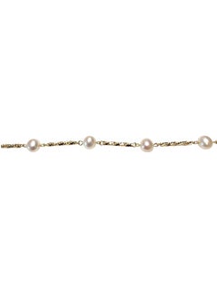 14K Yellow Gold Pearl and Cable Bar Station Necklace #25453