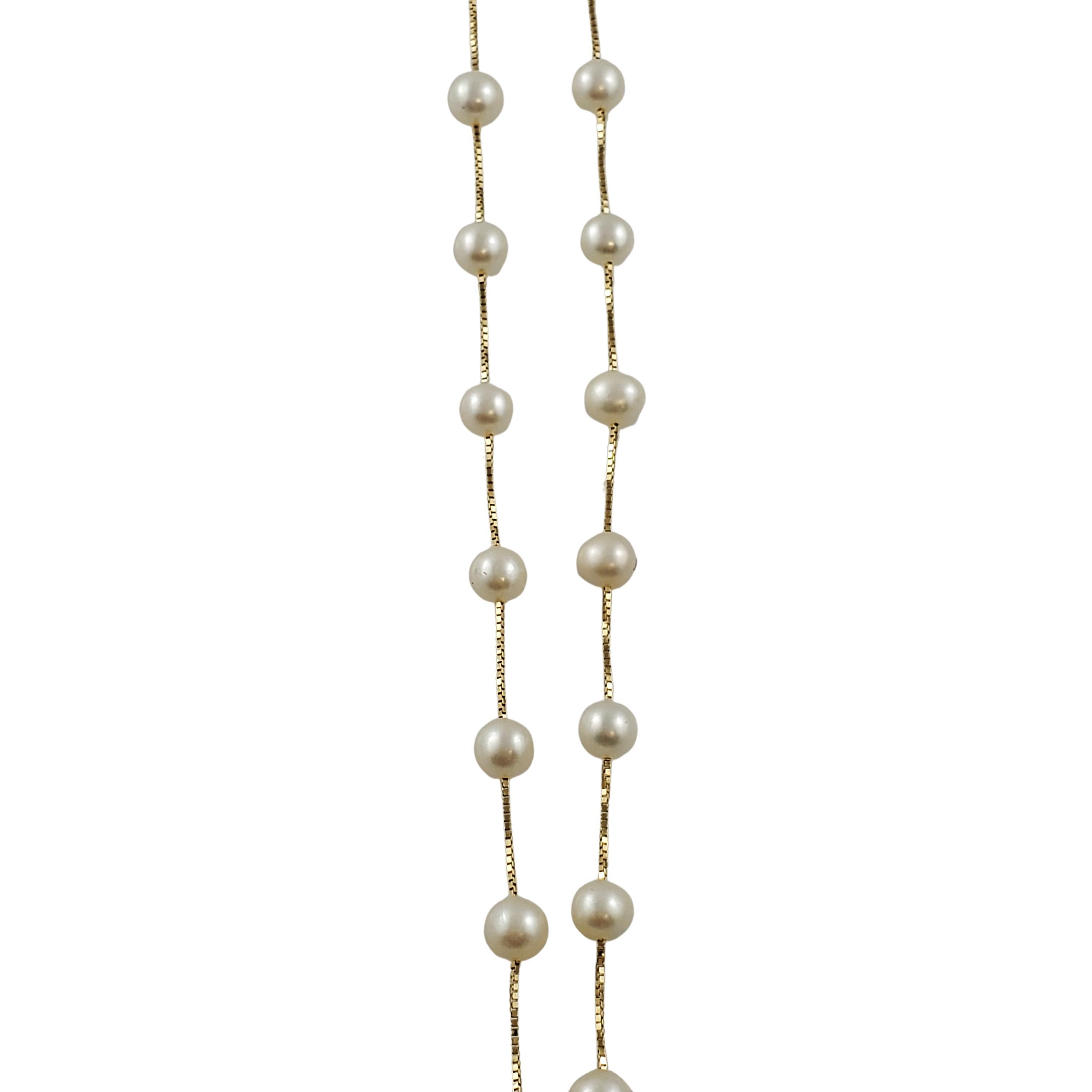 Cabochon 14K Yellow Gold Pearl and Chain Necklace