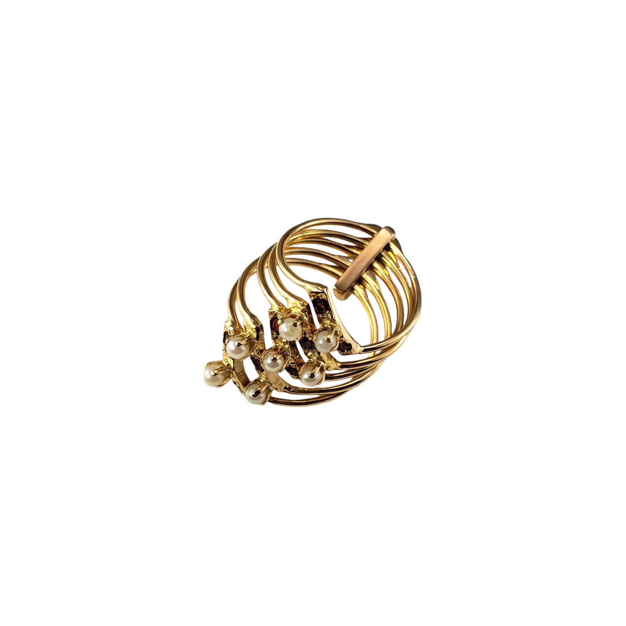 Contemporain Bague multi-anneaux en or jaune 14 carats, perles et quartz citrine taille 5,75 n° 17693 en vente