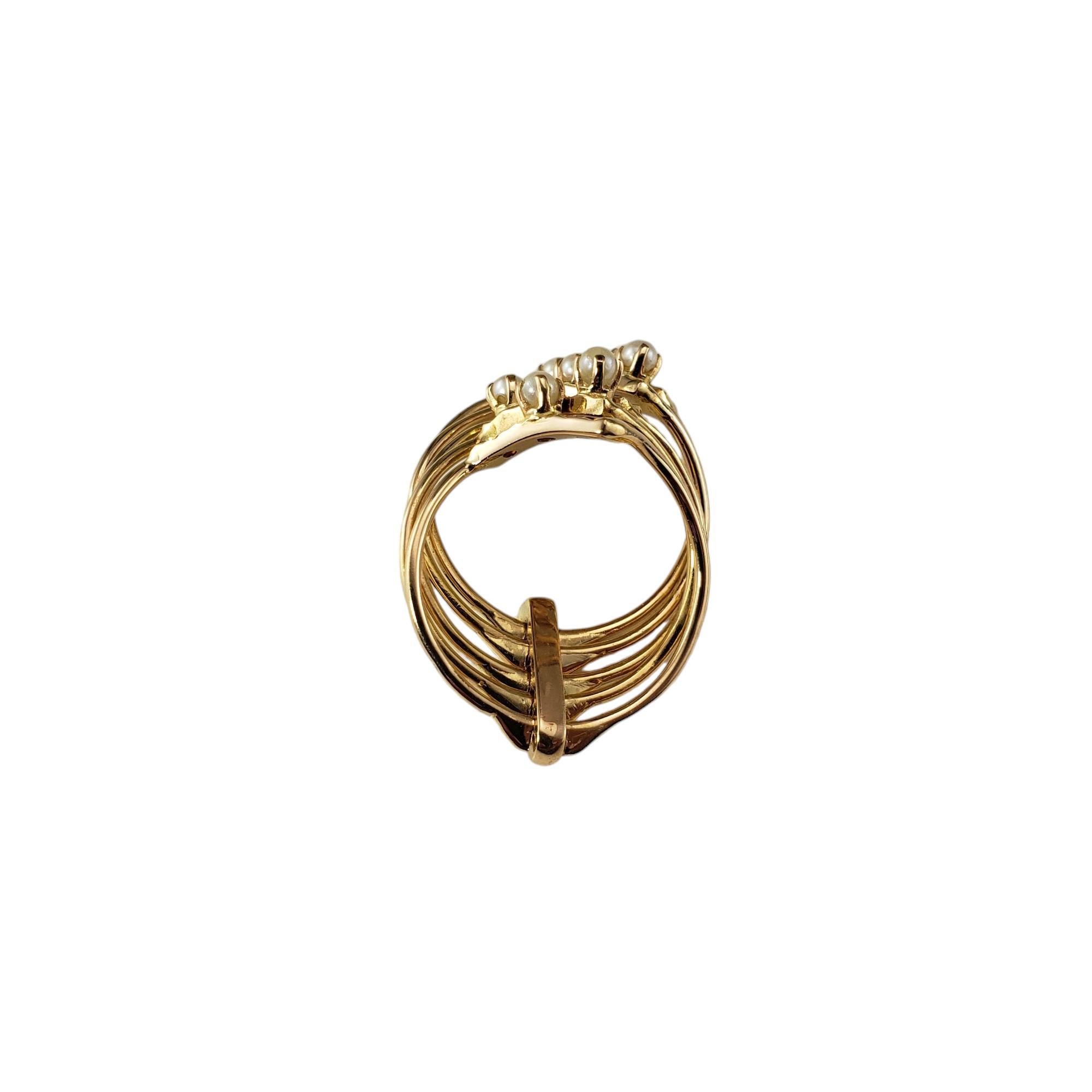 Bague multi-anneaux en or jaune 14 carats, perles et quartz citrine taille 5,75 n° 17693 Bon état - En vente à Washington Depot, CT