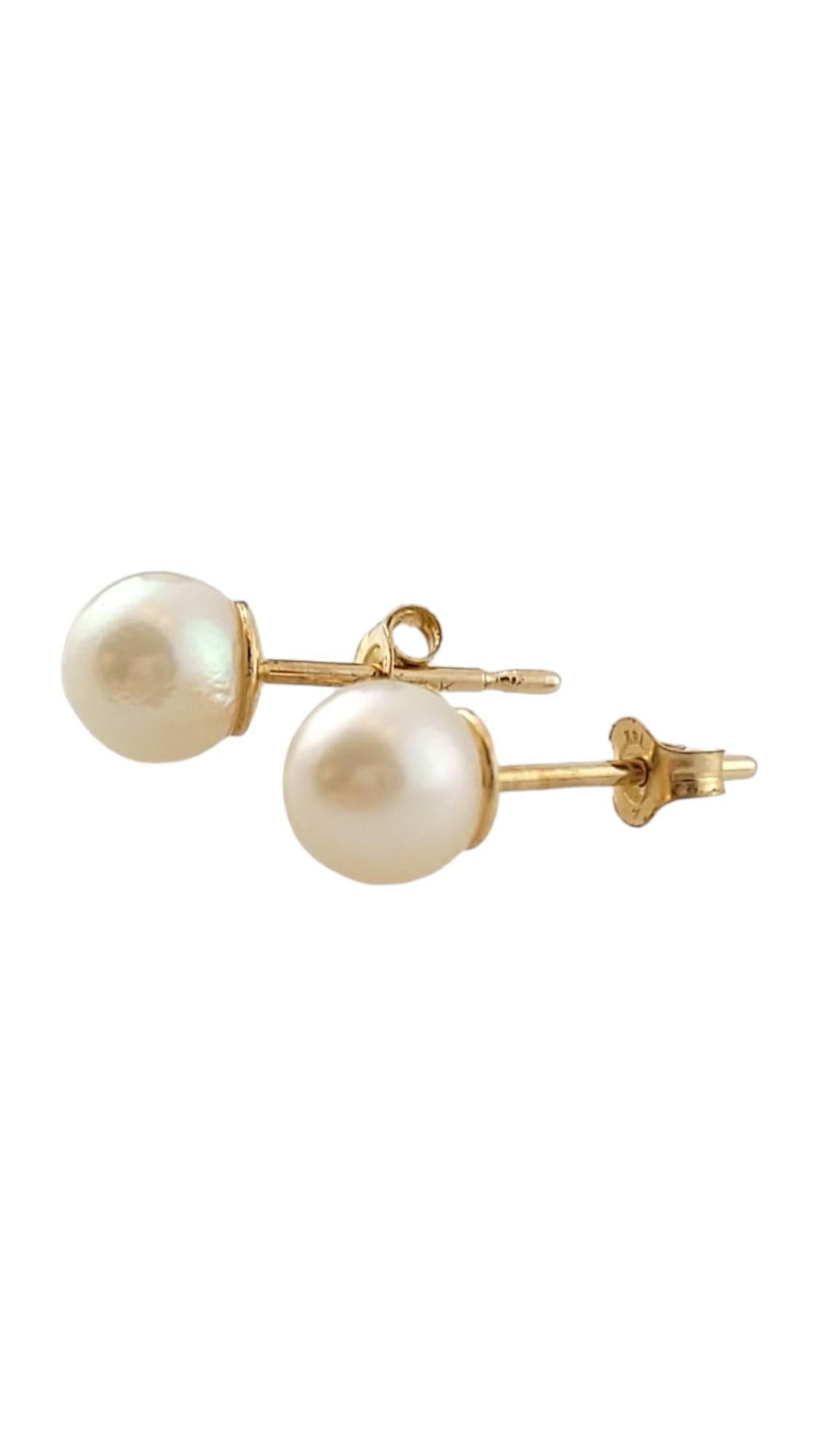 Brilliant Cut 14K Yellow Gold Pearl and Diamond Earrings #16465 For Sale
