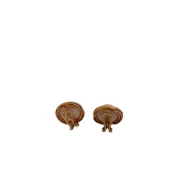 14K Yellow Gold Pearl and Diamond Earrings With a Knot Bezel Set
