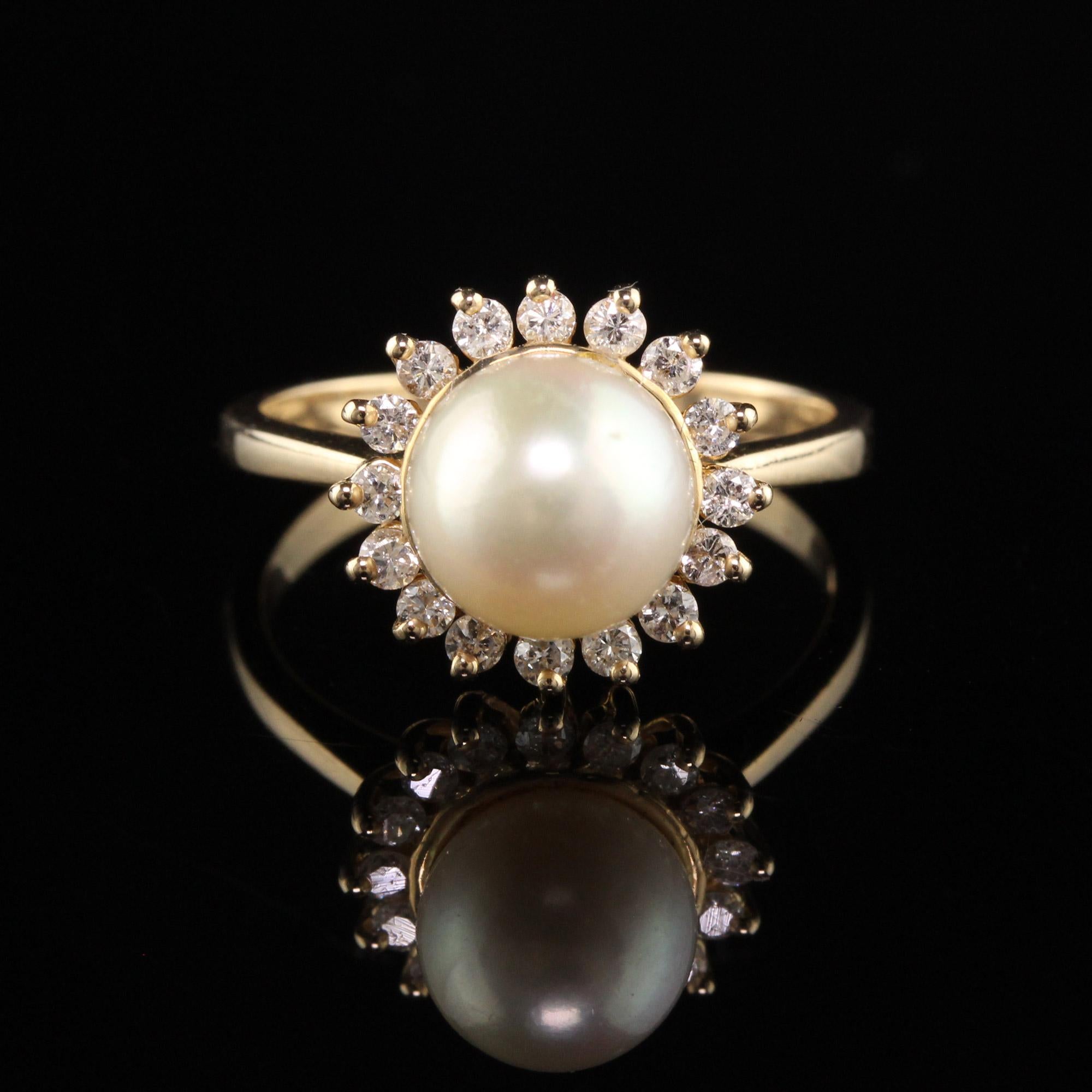 Classic Pearl Gold Halo Ring - Buy