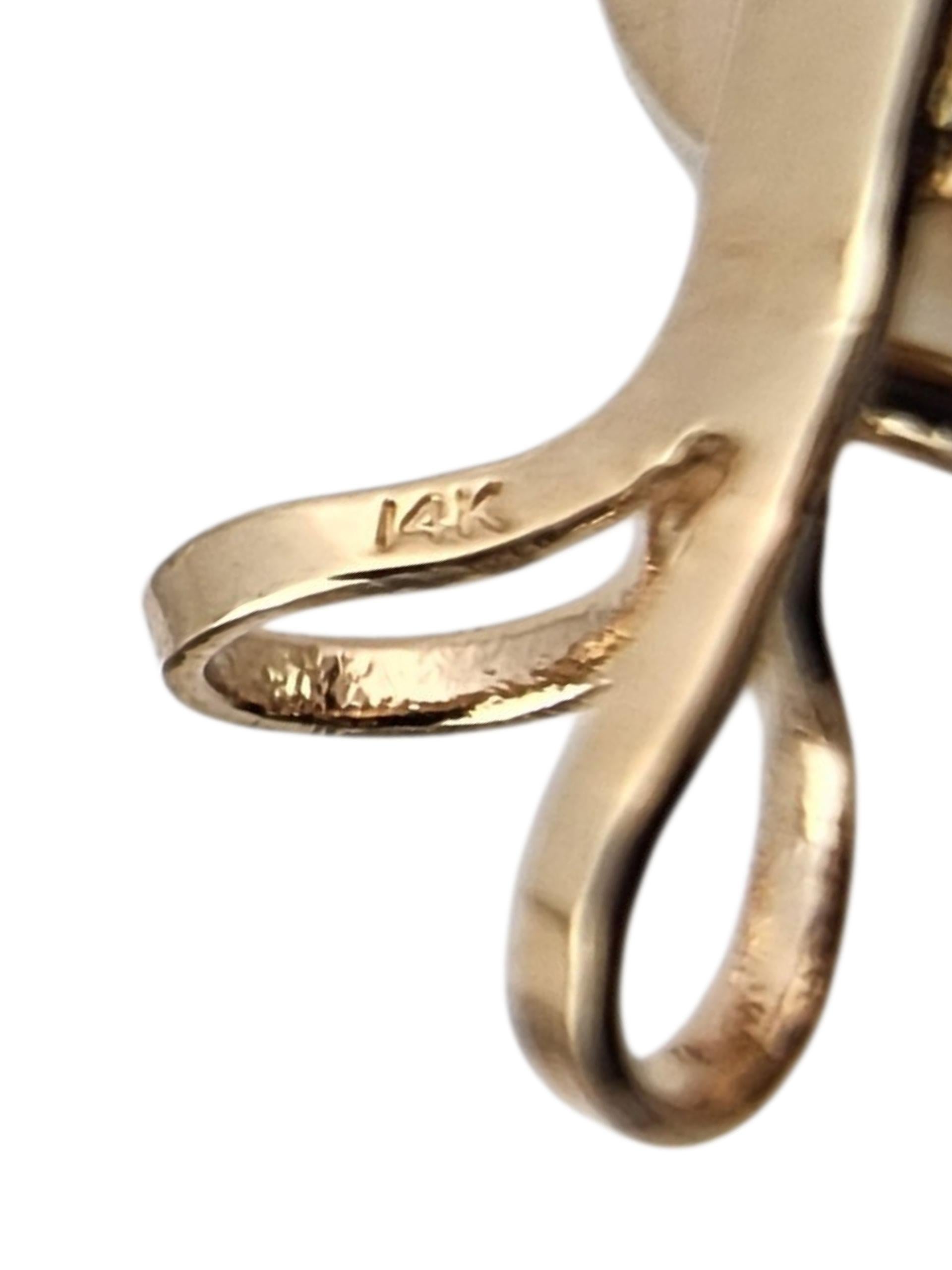Pendentif en or jaune 14K avec perles et diamants #22881 Bon état - En vente à Washington Depot, CT
