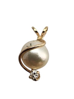 Pendentif en or jaune 14K avec perles et diamants #22881