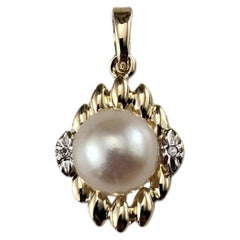 14K Yellow Gold Pearl and Diamond Pendant #24385