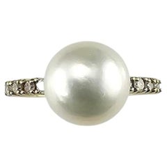 14K Yellow Gold Pearl and Diamond Ring Size 7 #25121