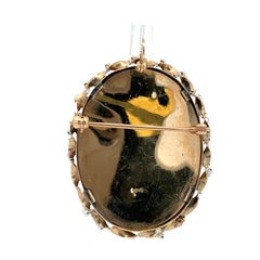 14K Yellow Gold Pearl-Border Lady Portrait Convertible Vintage Brooch/Pendant