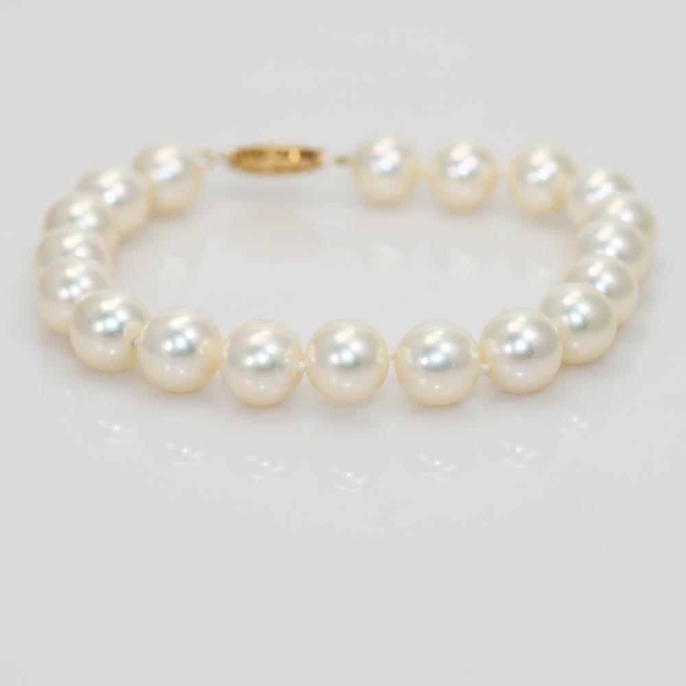 Perle Bracelet de perles en or jaune 14 carats, 13,1 g en vente
