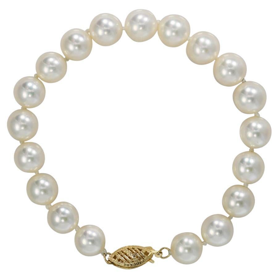 Bracelet de perles en or jaune 14 carats, 13,1 g en vente