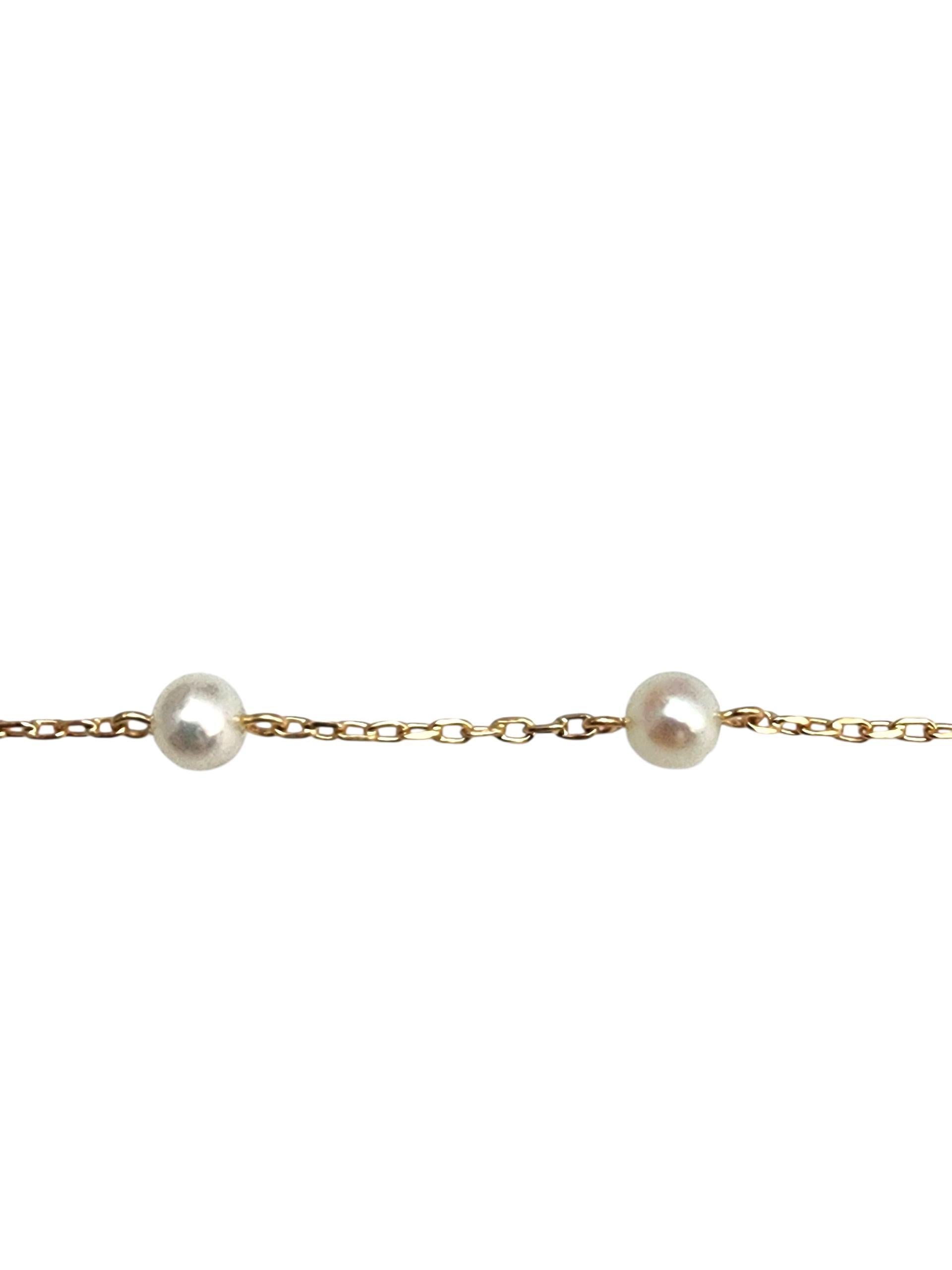 14K Yellow Gold Pearl Bracelet #22884 In Good Condition For Sale In Washington Depot, CT