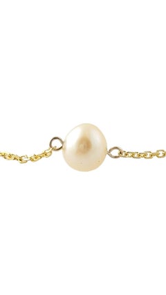 14K Yellow Gold Pearl Chain Necklace #16877