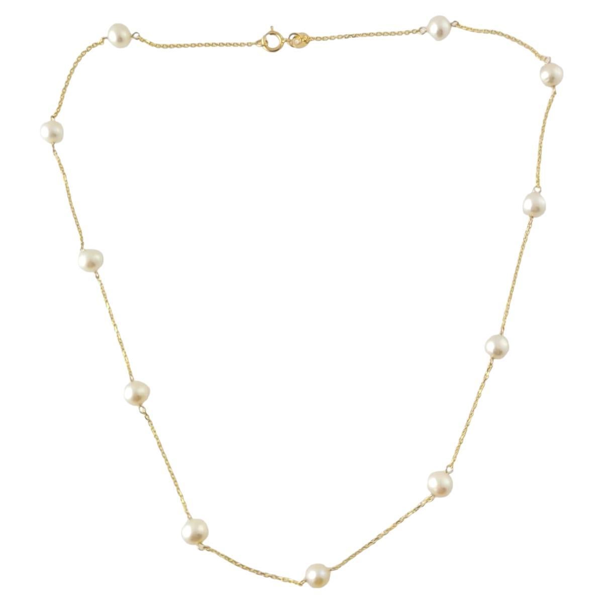14K Yellow Gold Pearl Chain Necklace #16877