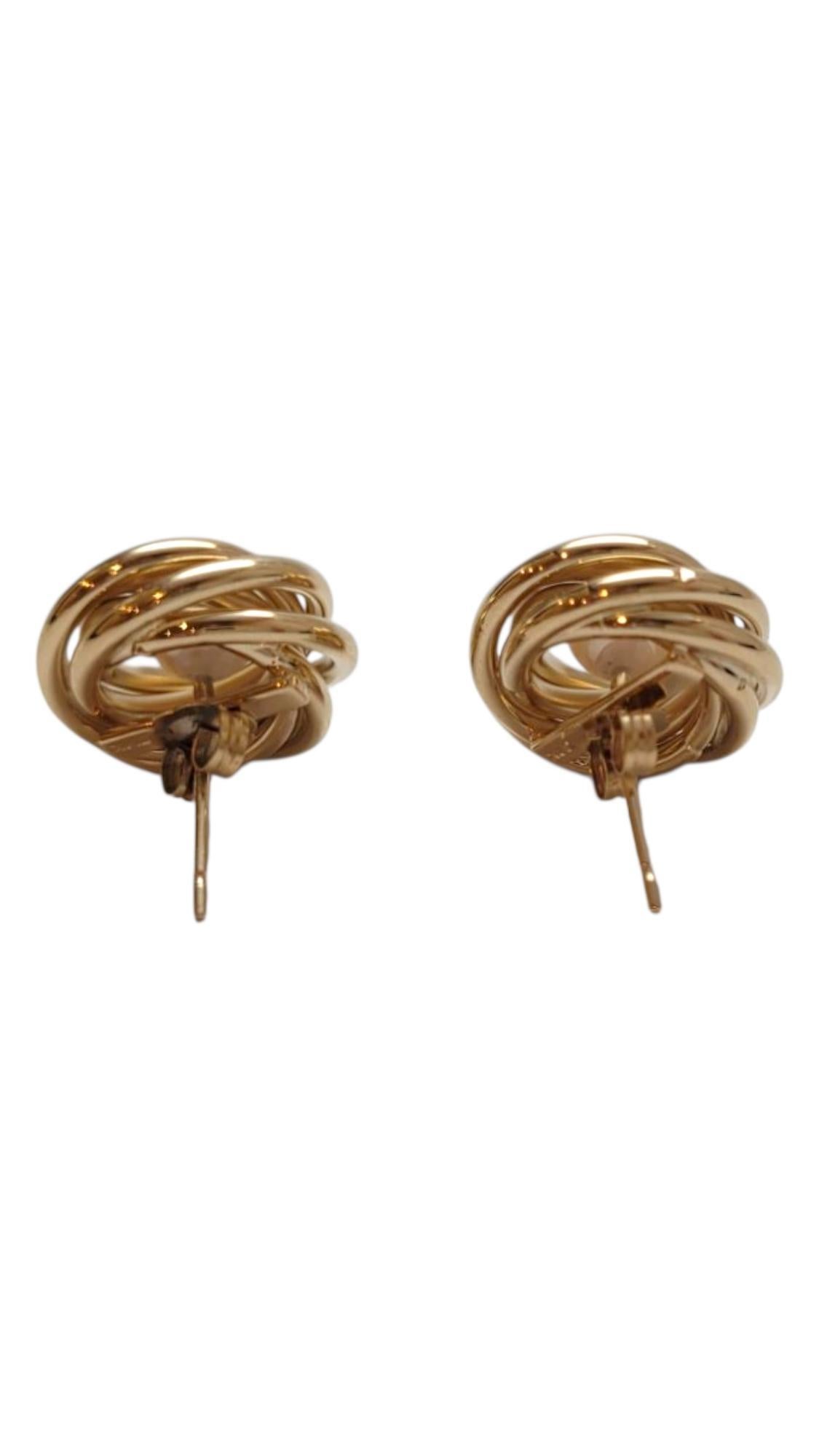 Round Cut 14K Yellow Gold Pearl Circle Earrings #21941 For Sale