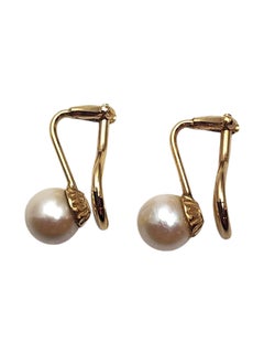 14K Yellow Gold Pearl Clip On Earrings #25779