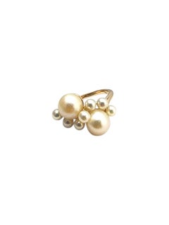14K Yellow Gold Pearl Cluster Ring #22899