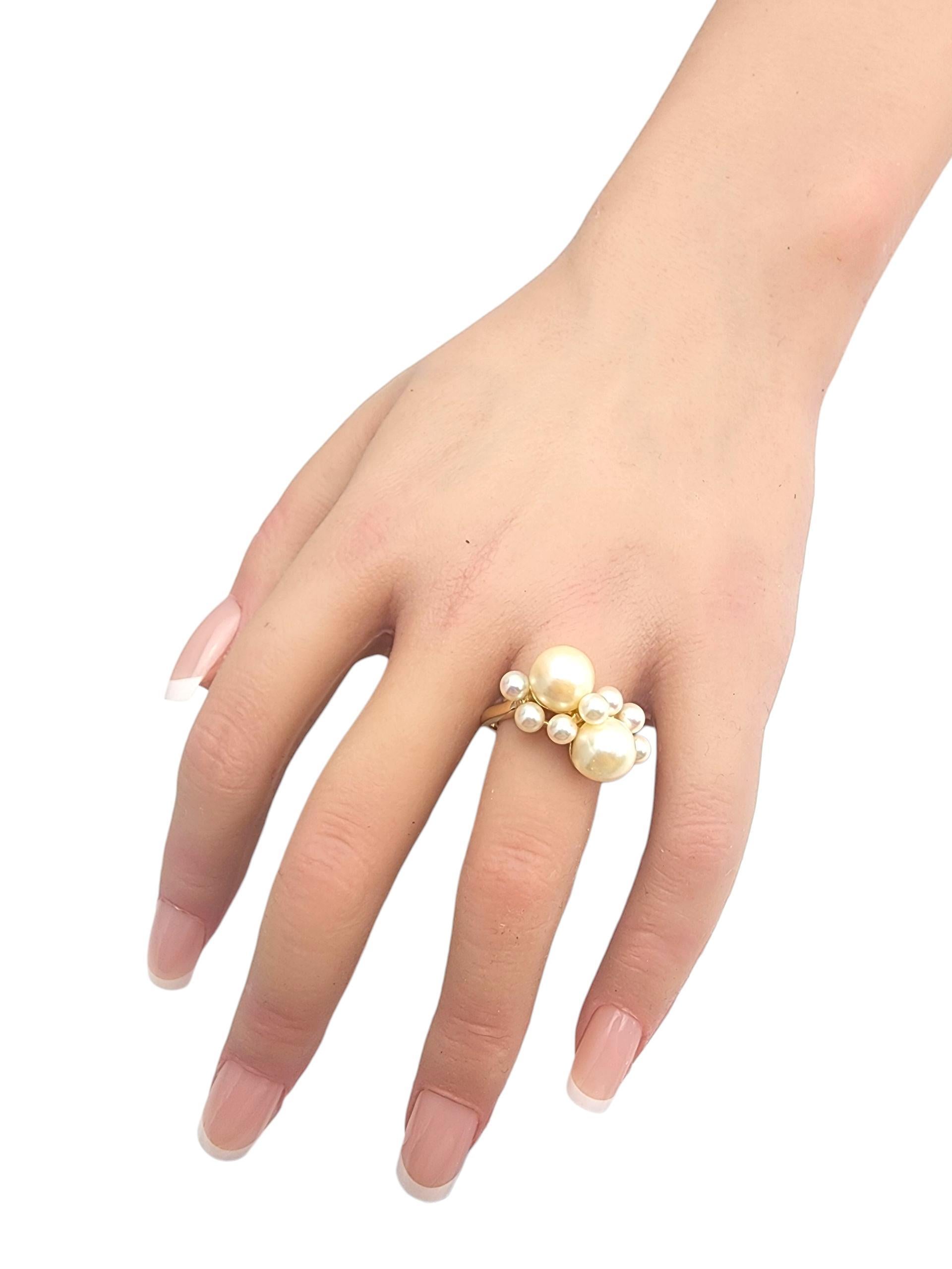 14K Yellow Gold Pearl Cluster Ring #22899 For Sale 1