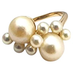 14K Yellow Gold Pearl Cluster Ring #22899