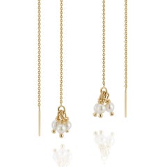 14k Yellow Gold Pearl Cluster Threader Earrings Hi June Parker