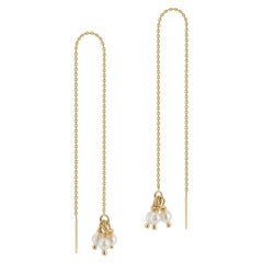 14k Gelbgold Perlen-Cluster- Threader-Ohrringe Hi June Parker
