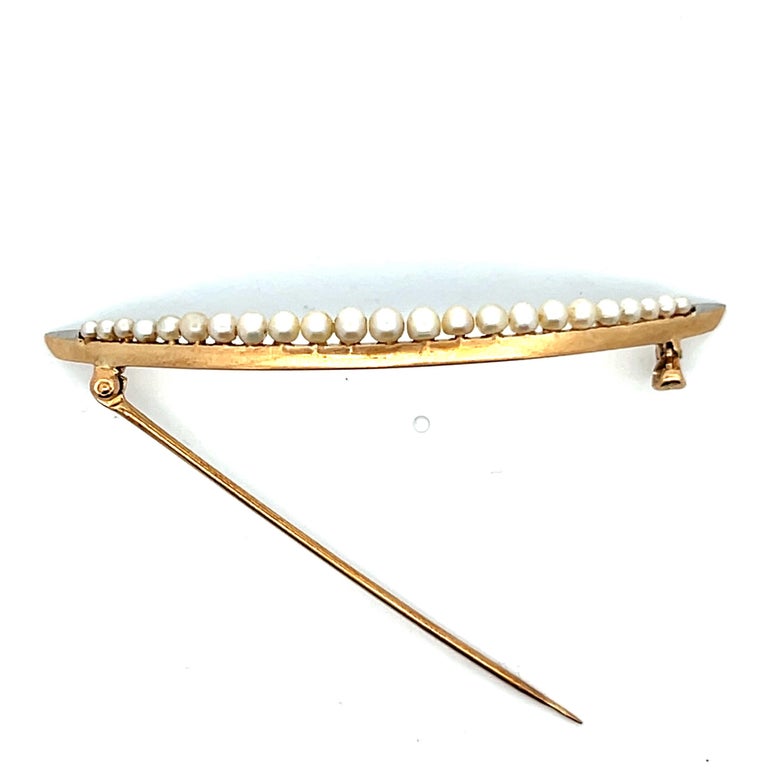 Broche Vintage Croissant Doré Avec Perles - Fabriquée En France