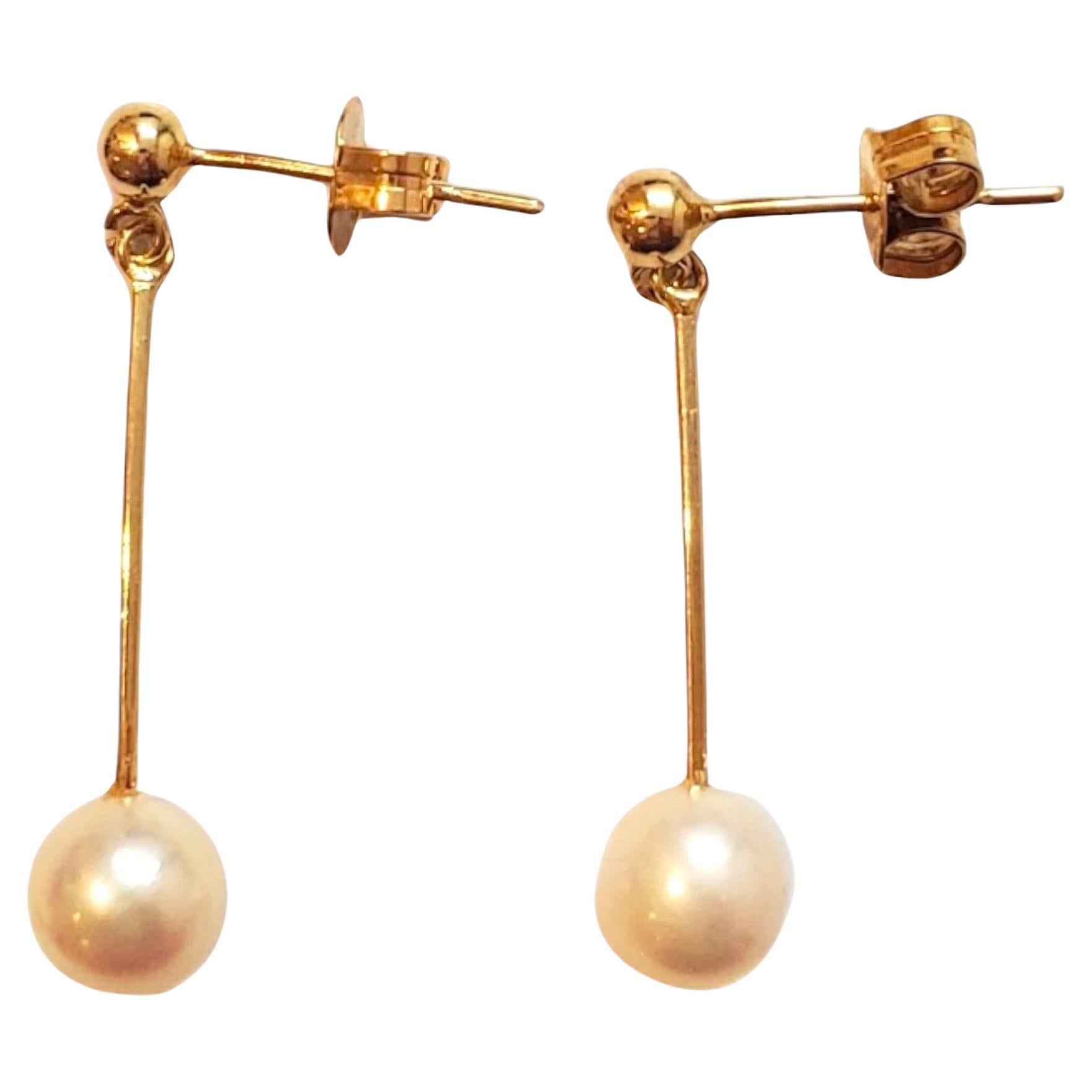 14K Gelbgold Perlen-Ohrhänger #18029