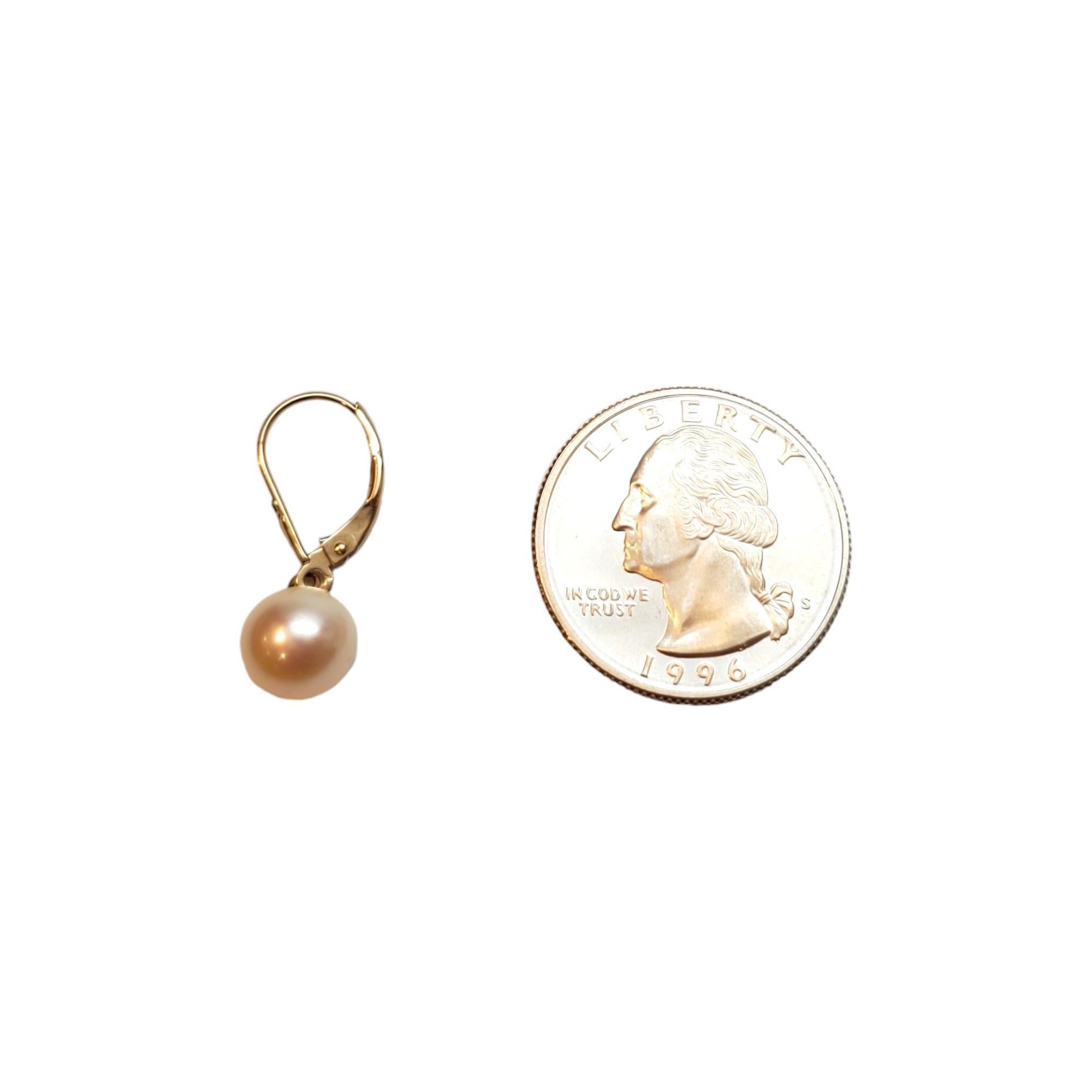 14K Yellow Gold Pearl Dangle Hoop Earrings #22318 in vendita 1