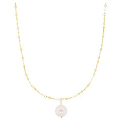 14k Yellow Gold Pearl Diamond Accent Necklace