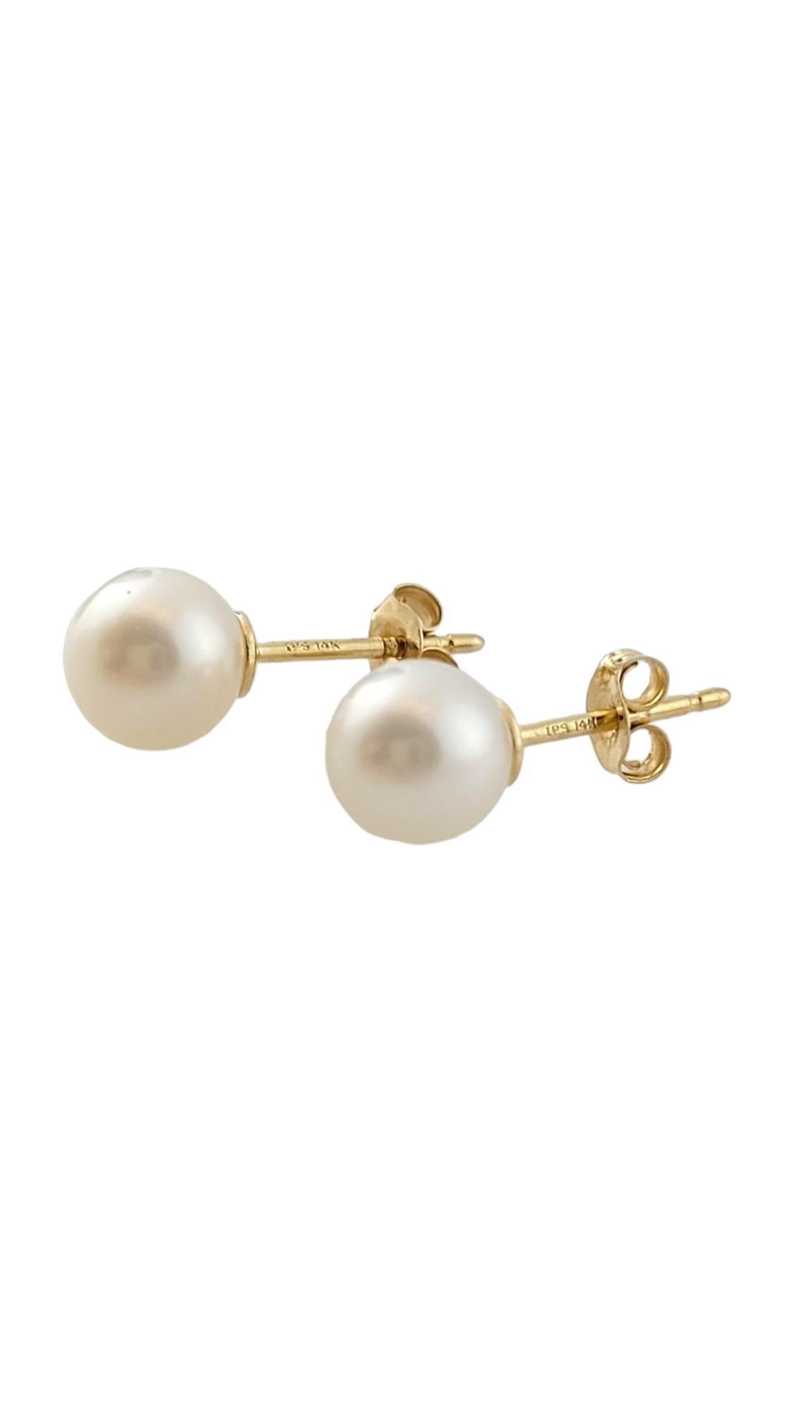 Brilliant Cut 14K Yellow Gold Pearl & Diamond Earrings #16464 For Sale