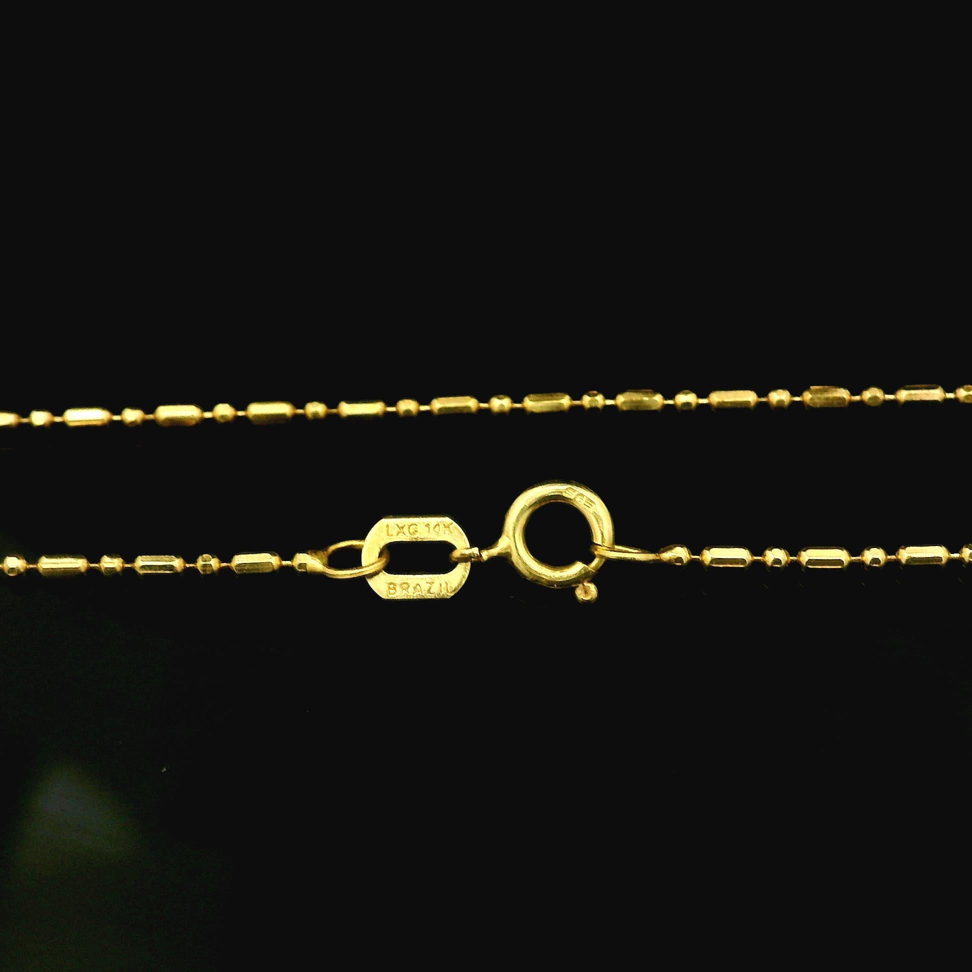 Collier de perles et diamants en or jaune 14 carats avec chaîne à barres facettées en vente 2