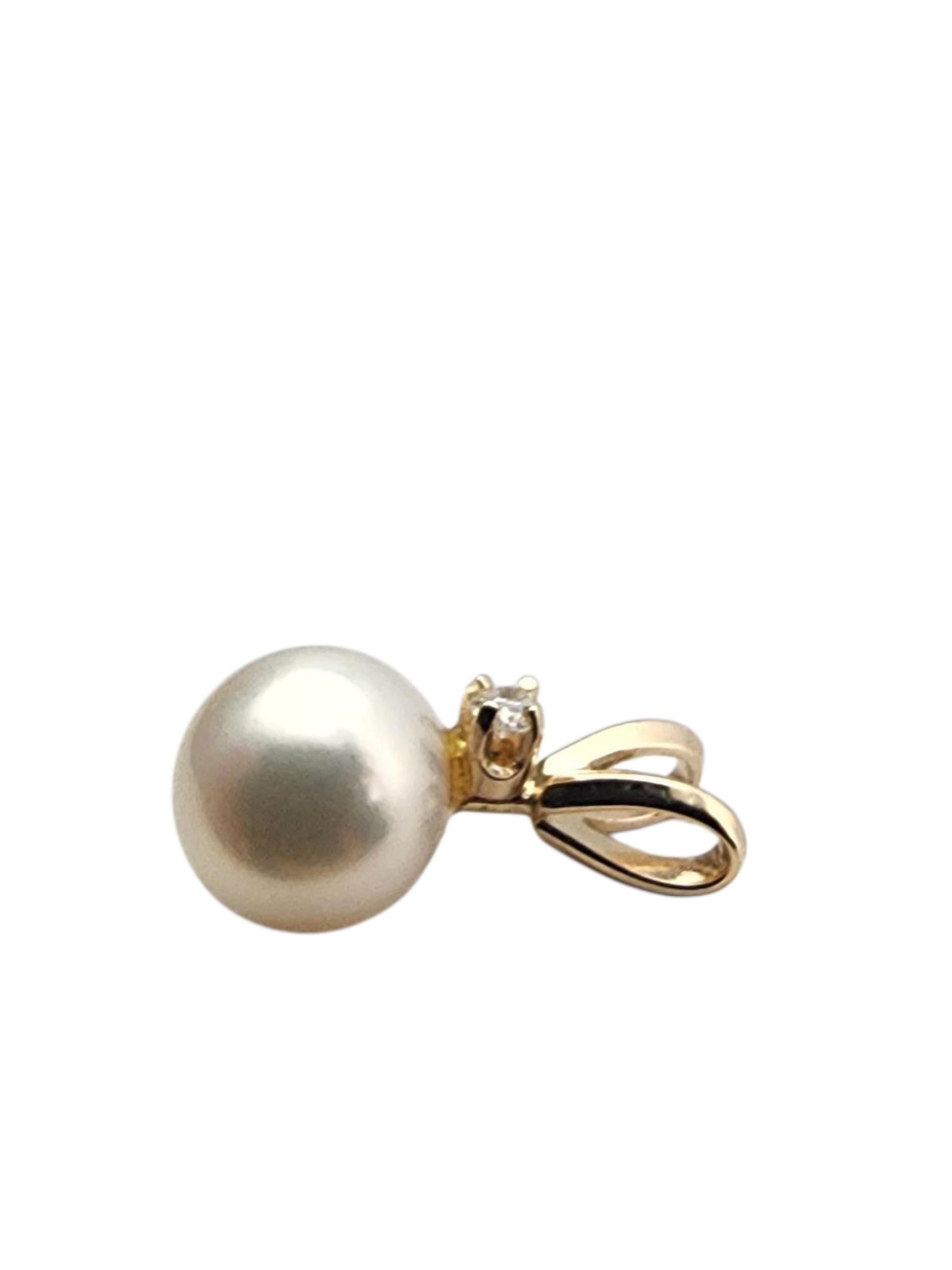 Pendentif en or jaune 14K avec perles et diamants #22880 2
