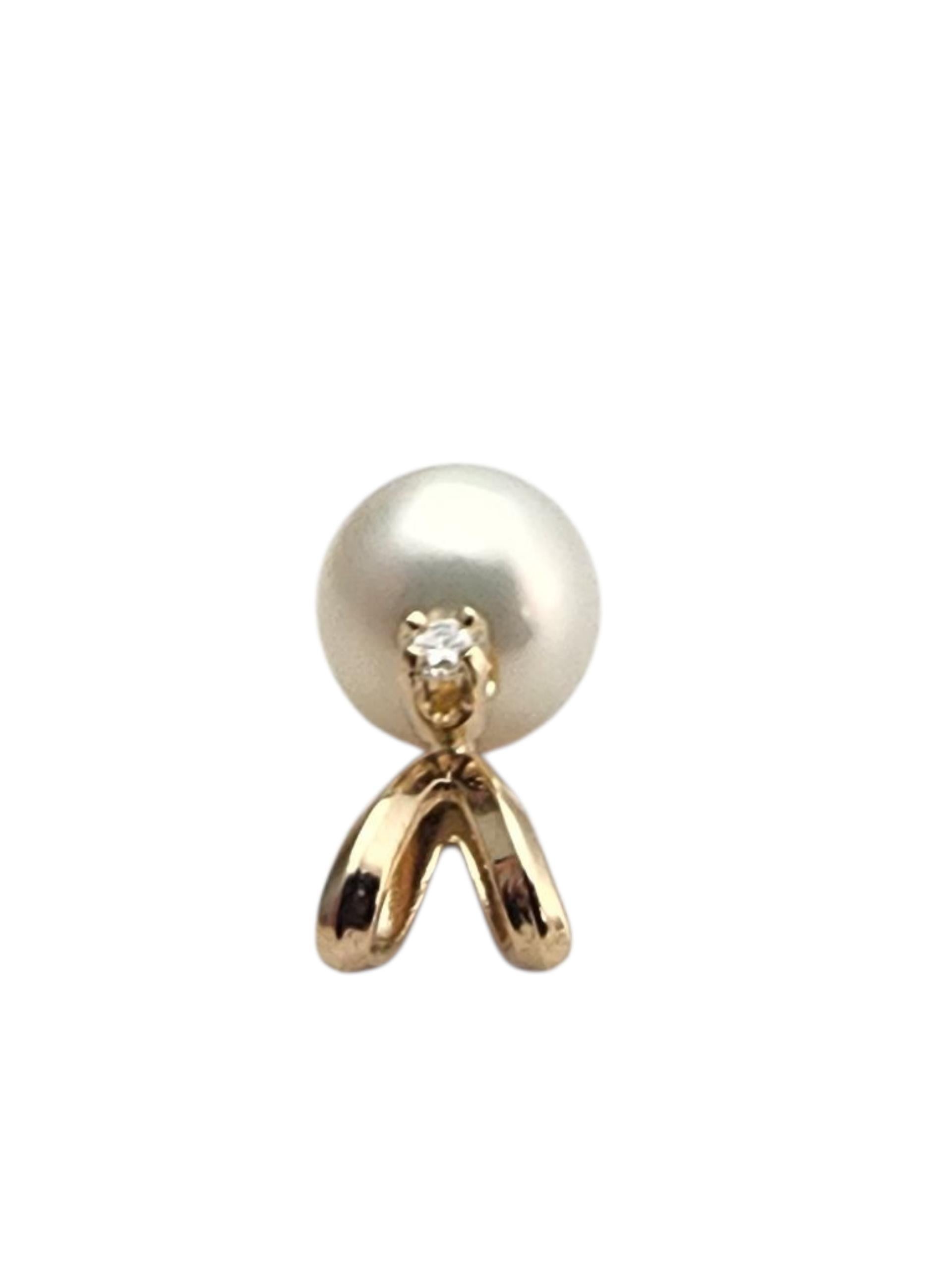 Pendentif en or jaune 14K avec perles et diamants #22880 3