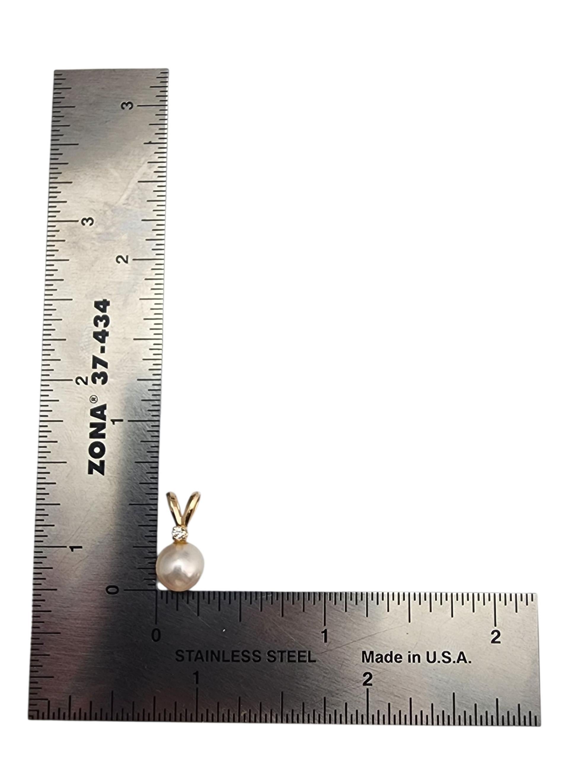 Pendentif en or jaune 14K avec perles et diamants #22880 4