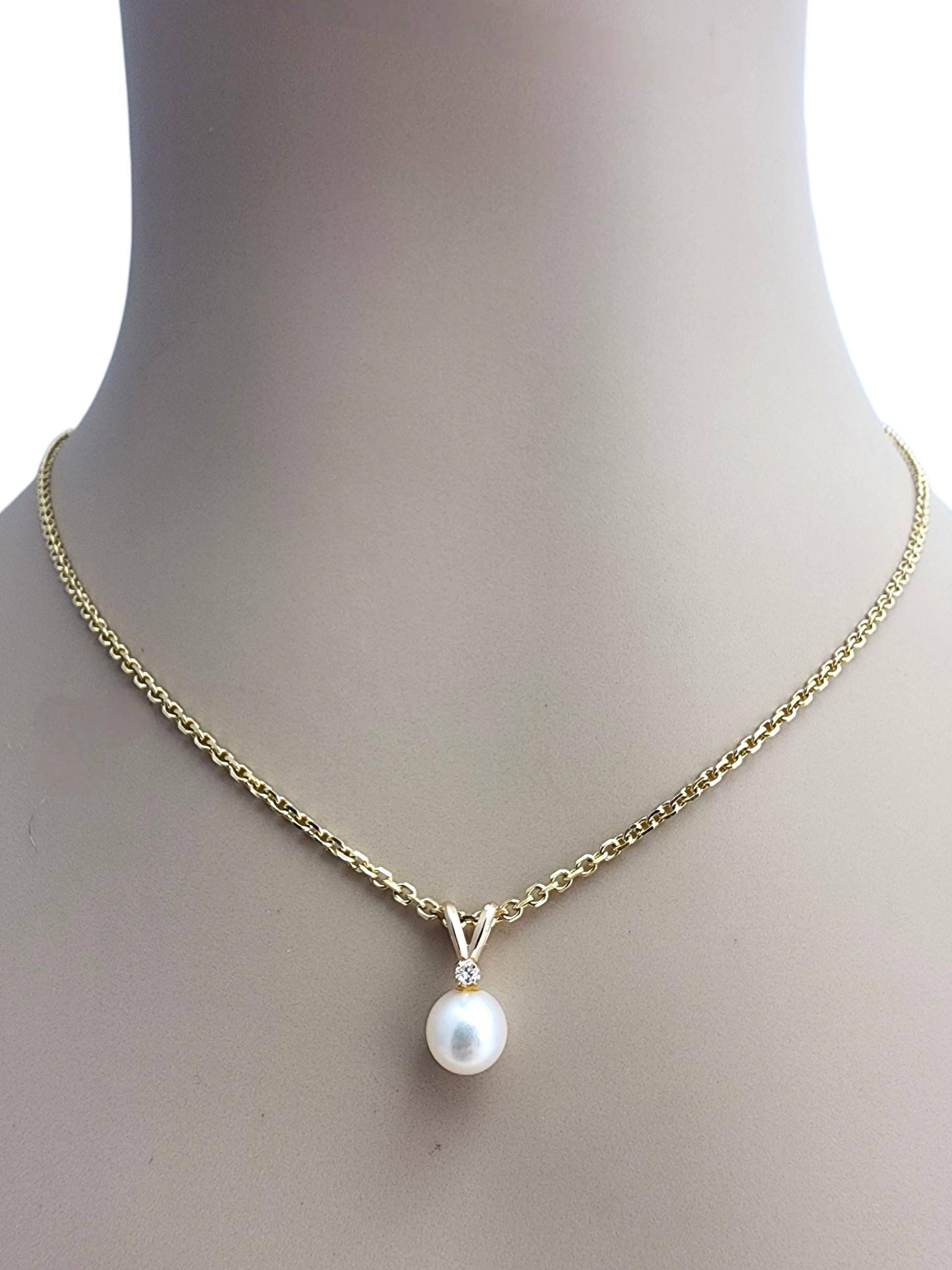 Pendentif en or jaune 14K avec perles et diamants #22880 5