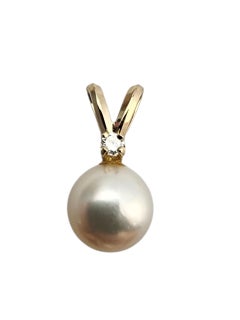 Pendentif en or jaune 14K avec perles et diamants #22880