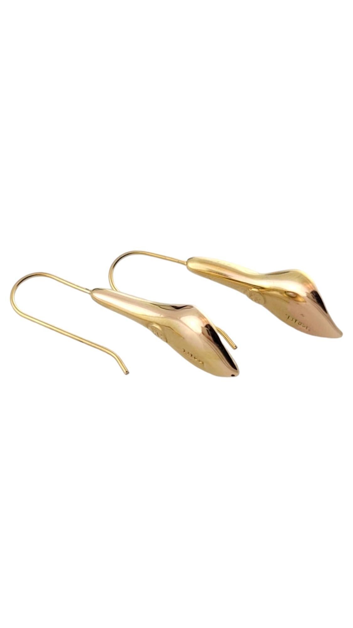 Round Cut 14K Yellow Gold Pearl Drop Calla Lilly Earrings #16264
