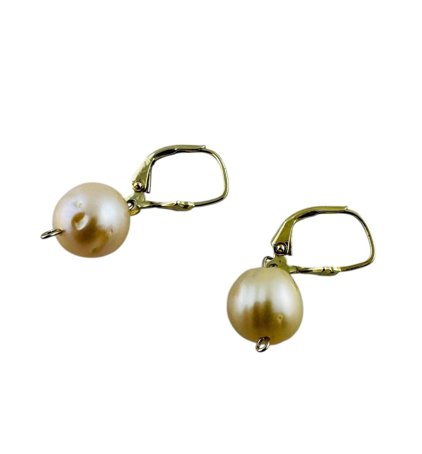 14K Yellow Gold Pearl Drop French Hook Earrings #20684 In Good Condition For Sale In Washington Depot, CT