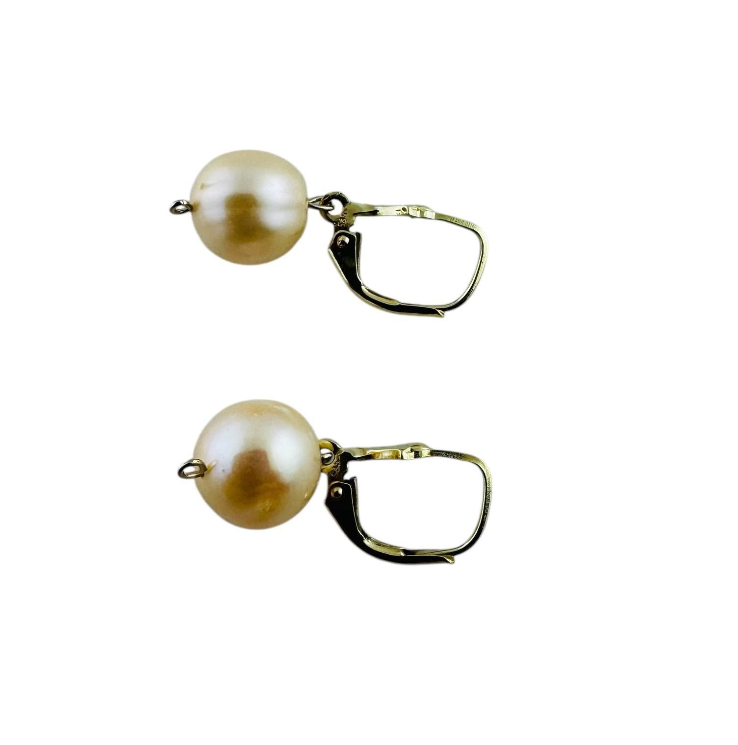 Women's 14K Yellow Gold Pearl Drop French Hook Earrings #20684 For Sale