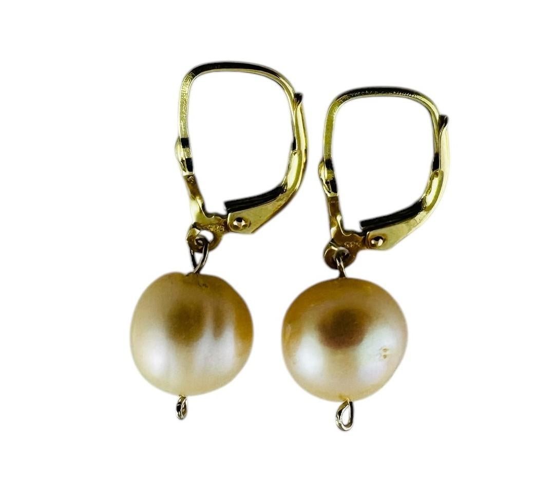 14K Yellow Gold Pearl Drop French Hook Earrings #20684