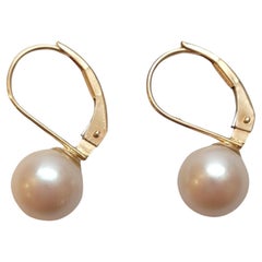 14K Yellow Gold Pearl Earrings #18335