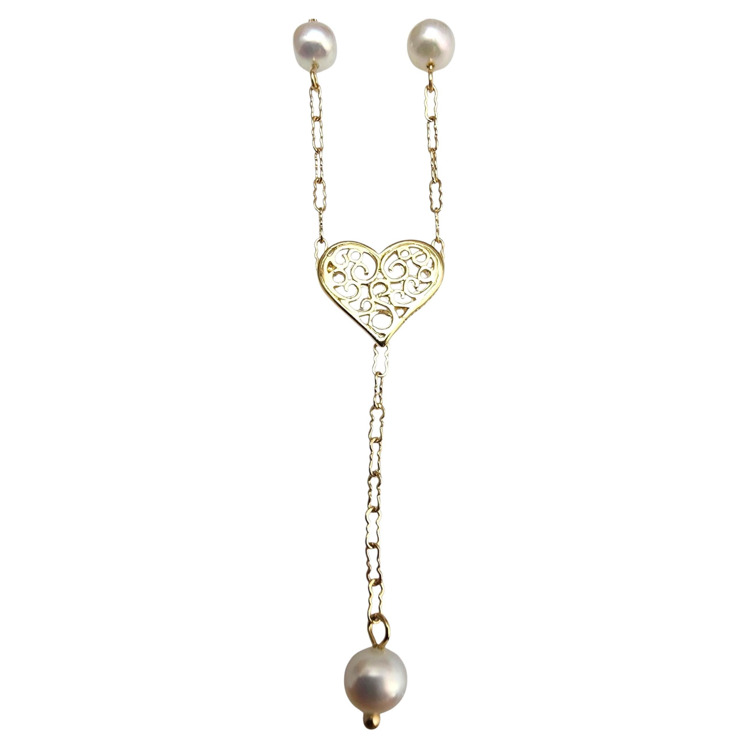 Collana con cuore di perle in oro giallo 14K #22877 in vendita