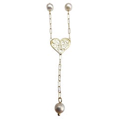 Collana con cuore di perle in oro giallo 14K #22877