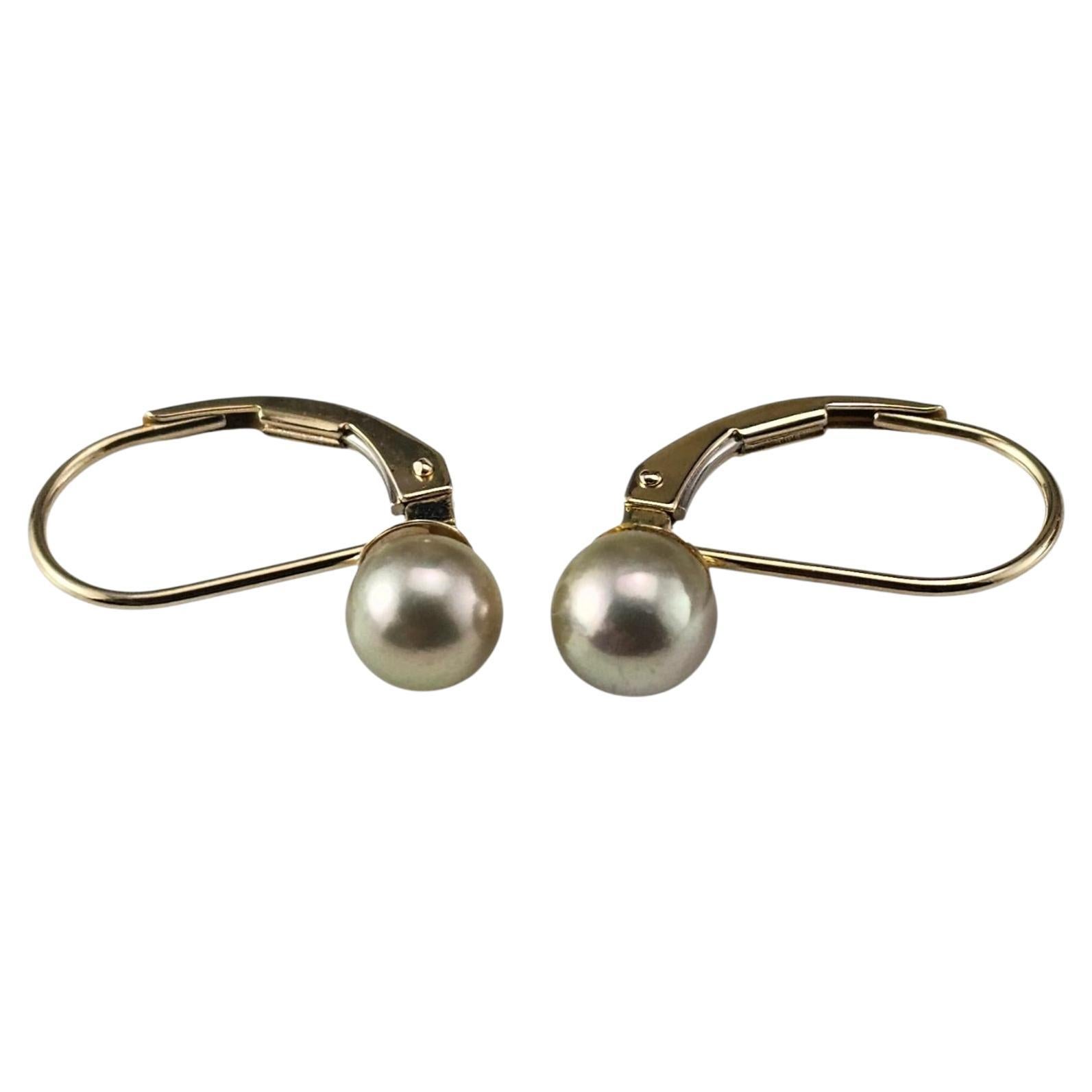 Pendientes de oro amarillo de 14 quilates con perlas #24015 en venta