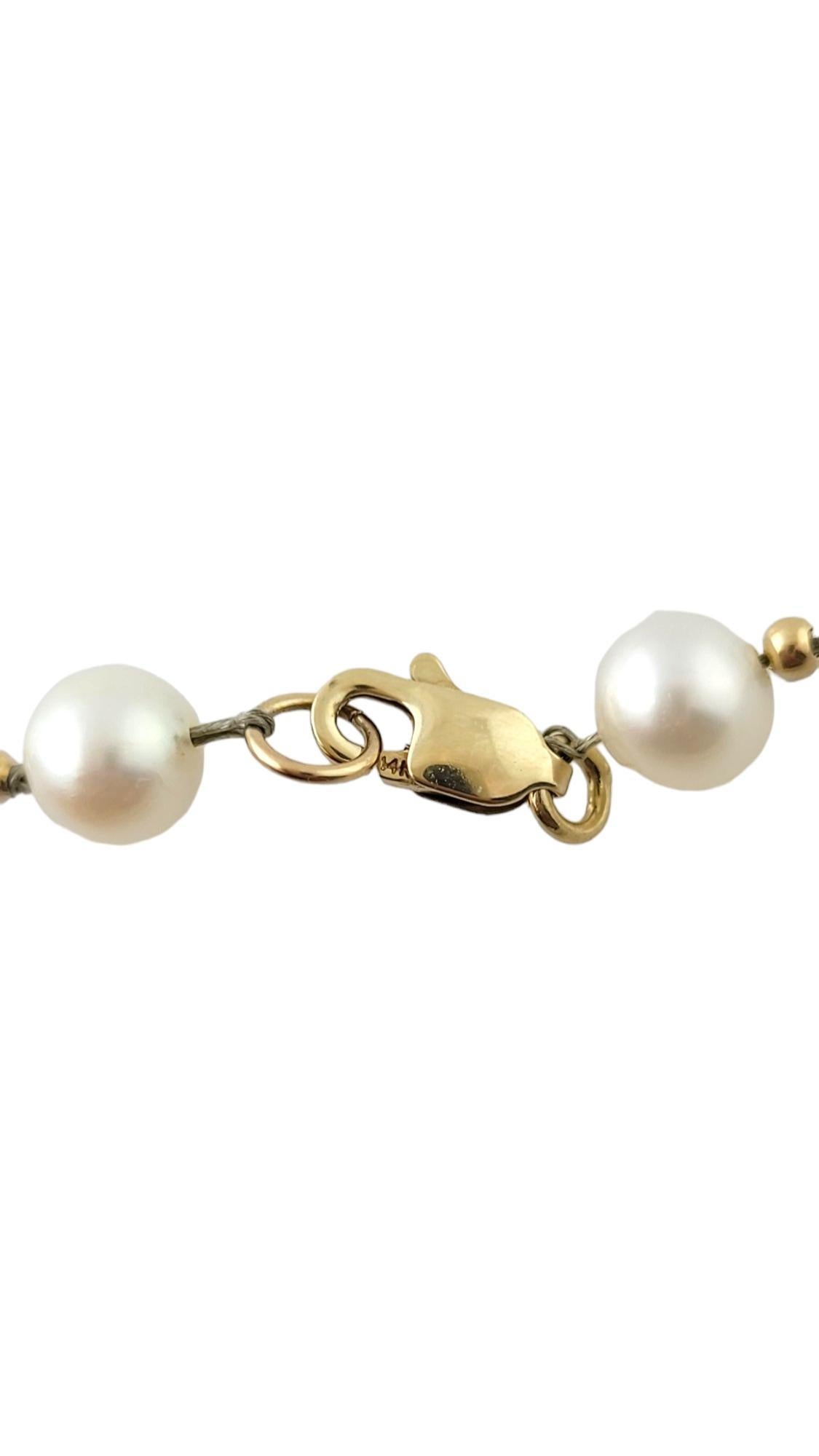 Round Cut 14K Yellow Gold Pearl Necklace #17337