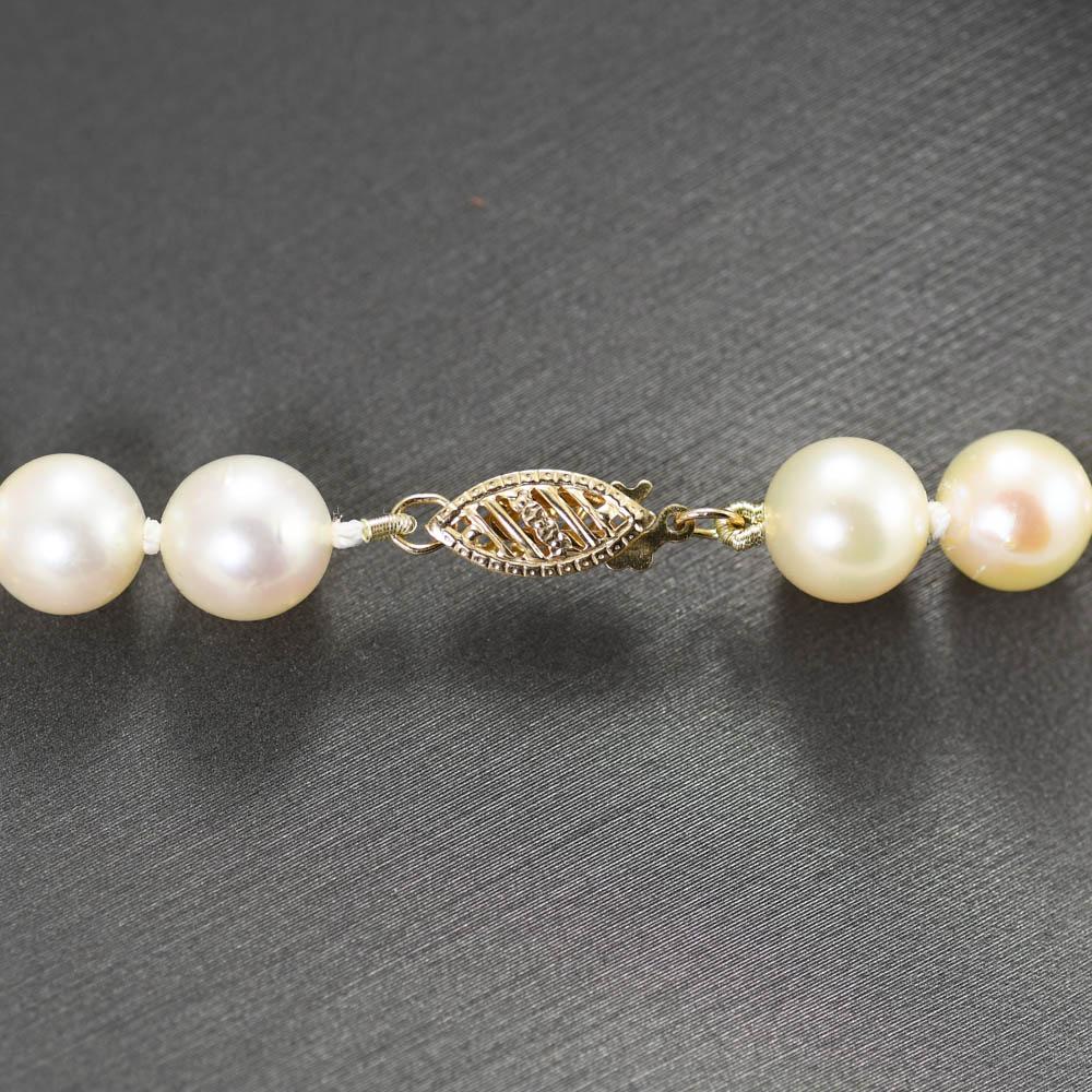 Round Cut 14K Yellow Gold Pearl Necklace
