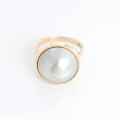 14K Yellow Gold Pearl Ring Size 7