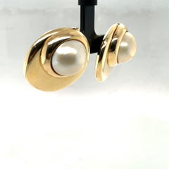 14K Yellow Gold Pearl Statement Earrings