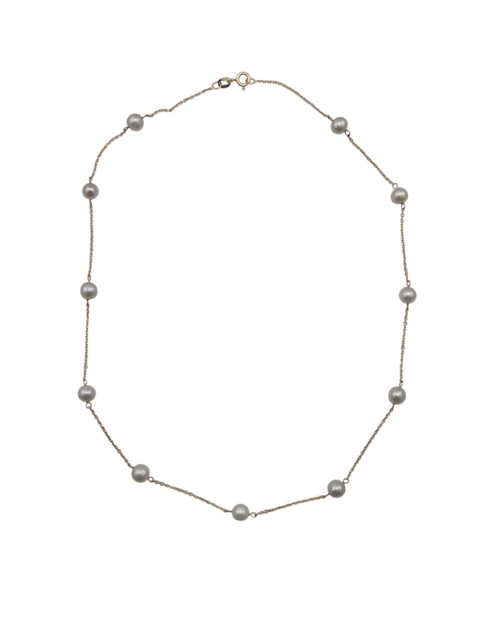Collar de perlas de oro amarillo de 14 quilates #24865