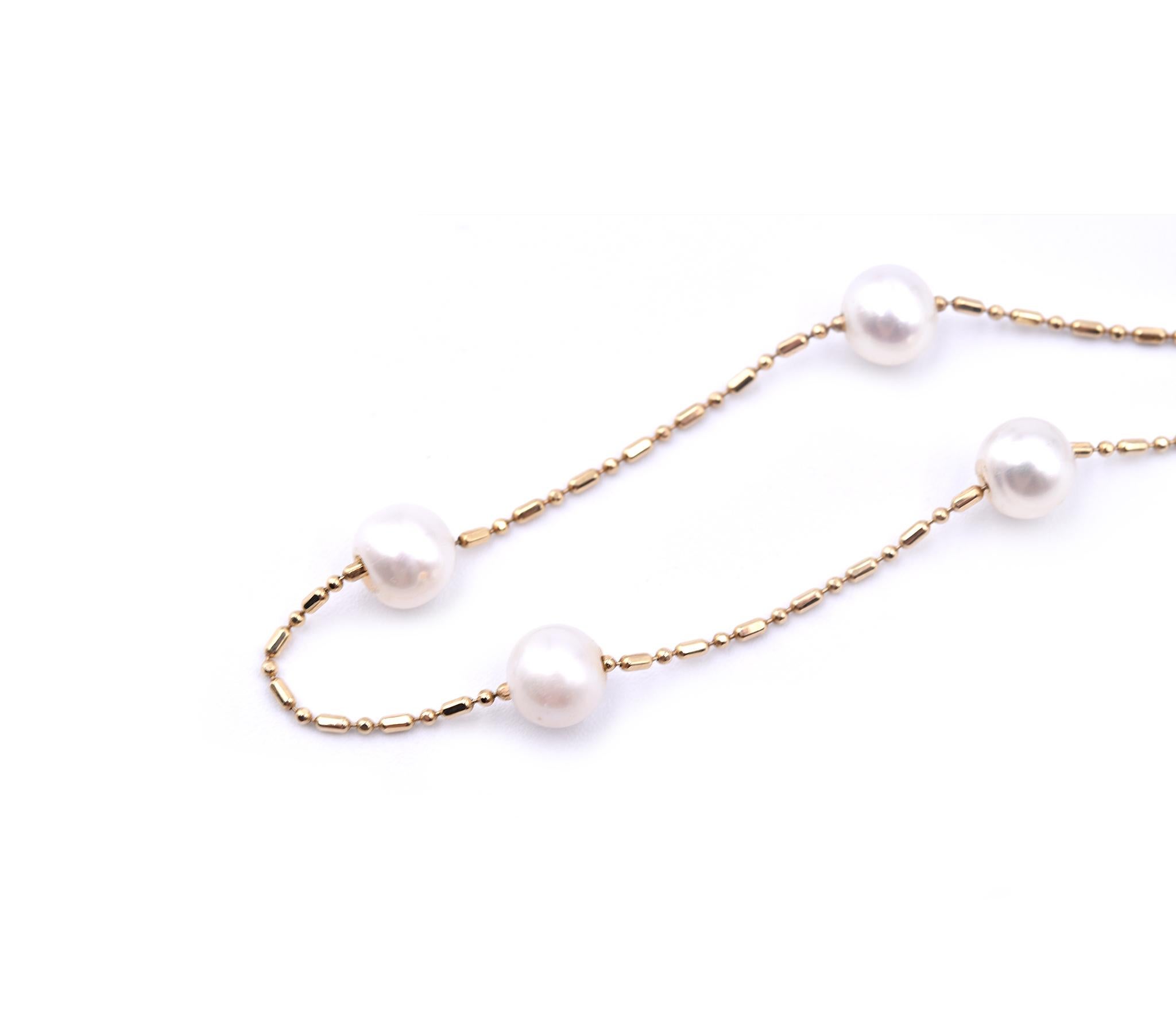 pearl station necklace yellow gold