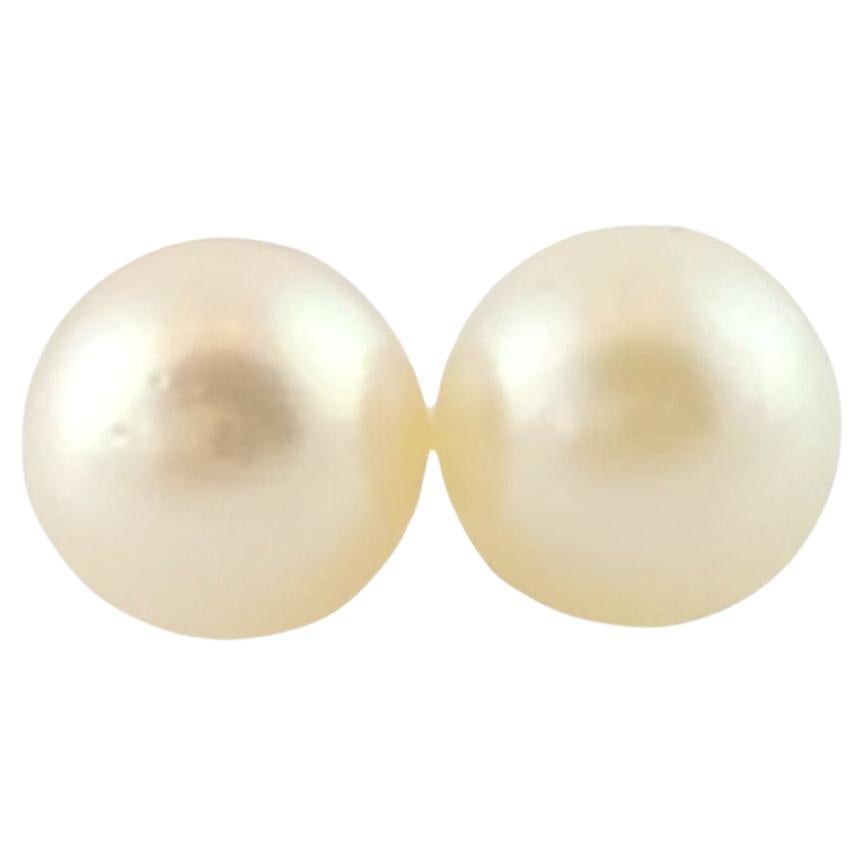 14K Yellow Gold Pearl Stud Earrings #14440 For Sale